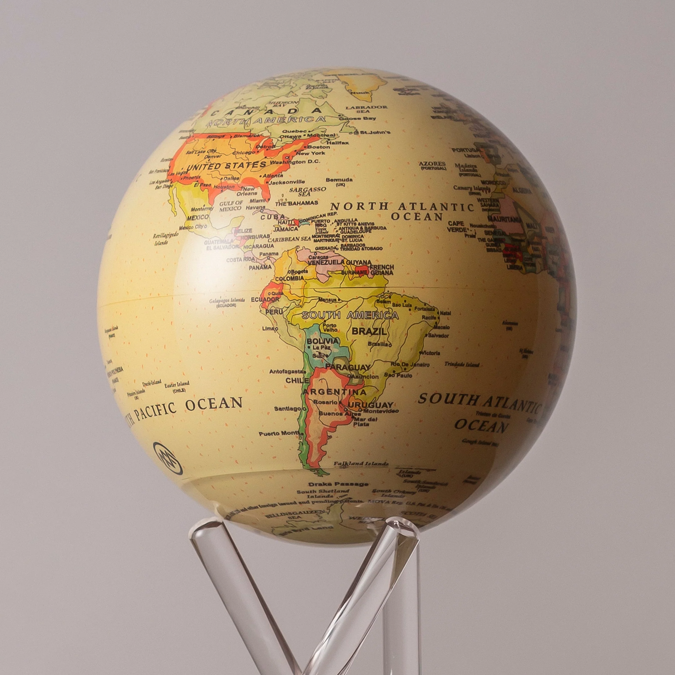 Antique Yellow Political Map Globe - Image 3